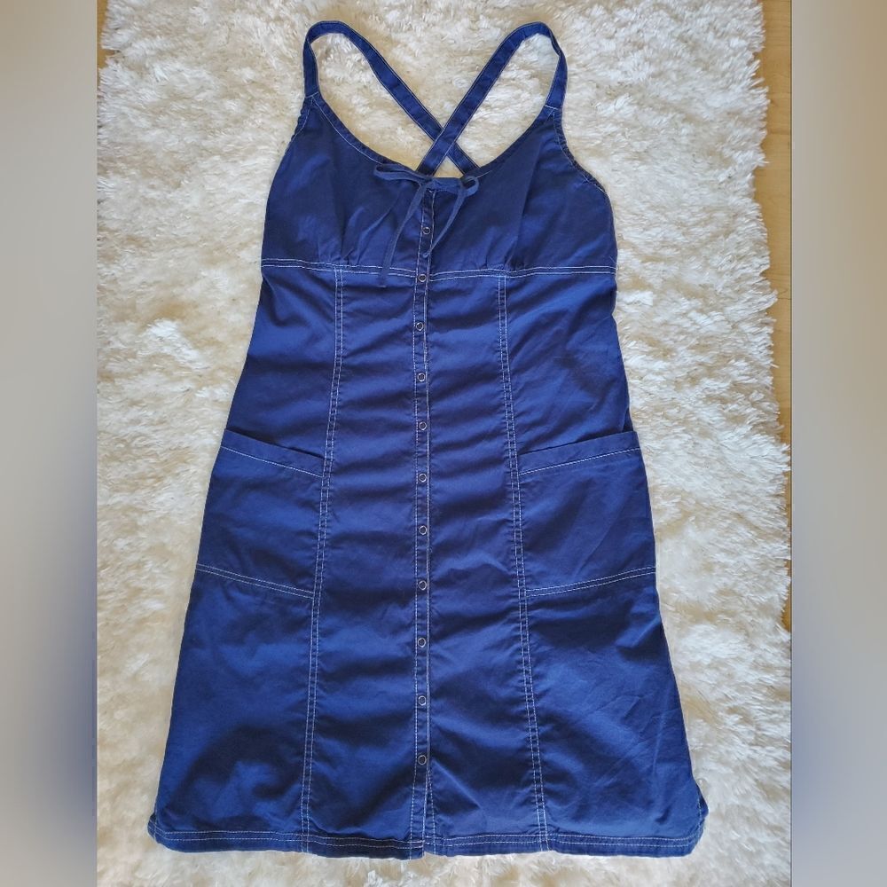 ATHLETA Women's‎ Button Down Mini Dress Size Medium Blue